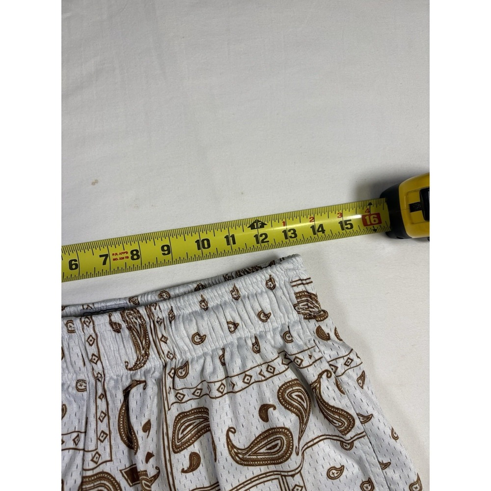 Inaka Power Mesh Shorts Mens XL White Brown Bandana Paisley Gym Workout - Picture 6 of 7